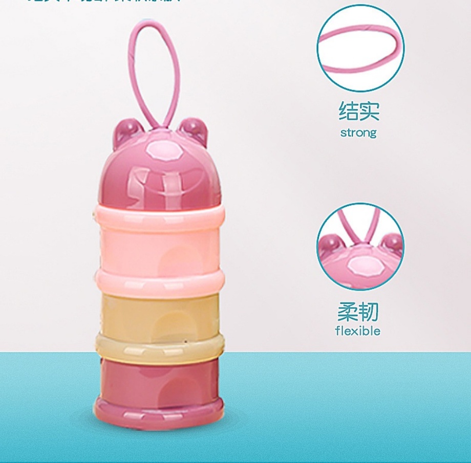 Bear-Style Stackable Formula Dispenser – 3/4 Layer Portable Milk Powder Storage & Snack Container with Silicone Handle - Image 3