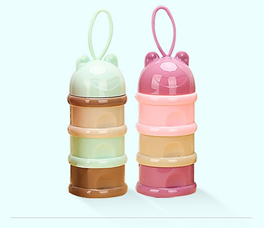 Bear-Style Stackable Formula Dispenser – 3/4 Layer Portable Milk Powder Storage & Snack Container with Silicone Handle - Image 4