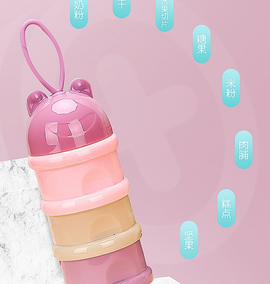 Bear-Style Stackable Formula Dispenser – 3/4 Layer Portable Milk Powder Storage & Snack Container with Silicone Handle - Image 5