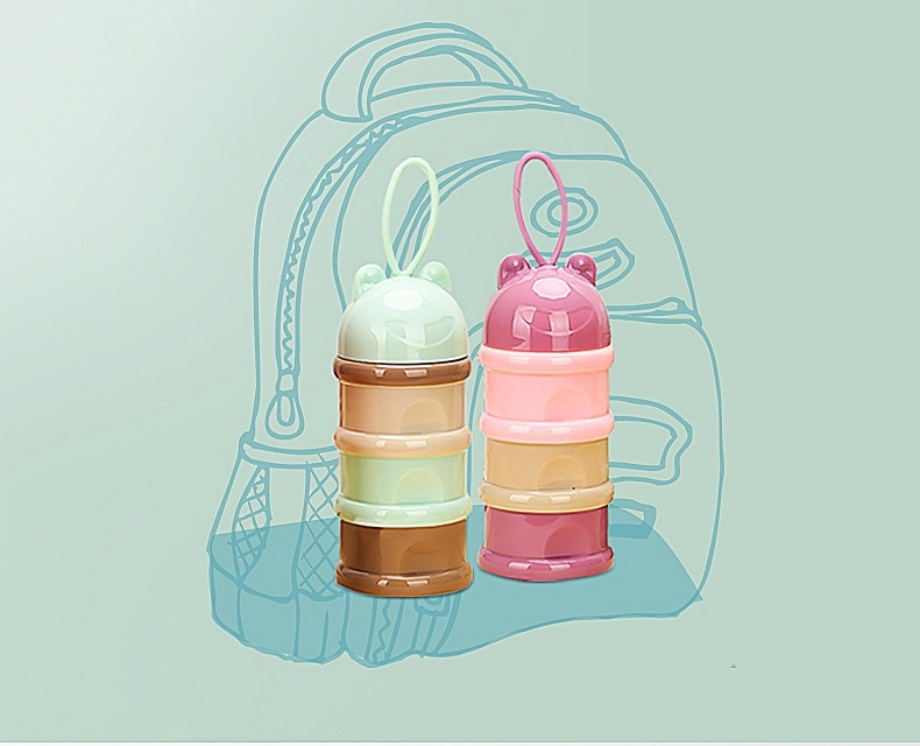 Bear-Style Stackable Formula Dispenser – 3/4 Layer Portable Milk Powder Storage & Snack Container with Silicone Handle - Image 6