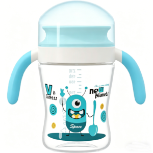360 degree free drinking smart tree cartoon baby sippy cup, leakproof toddler training water bottle with easy grip double handles