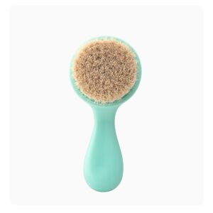 Natural Goat Hair Baby Hair Brush, Soft Bristles Newborn Cradle Cap Brush, Gentle Infant Scalp Massager, BPA-Free Baby Grooming Tool, Mint Green
