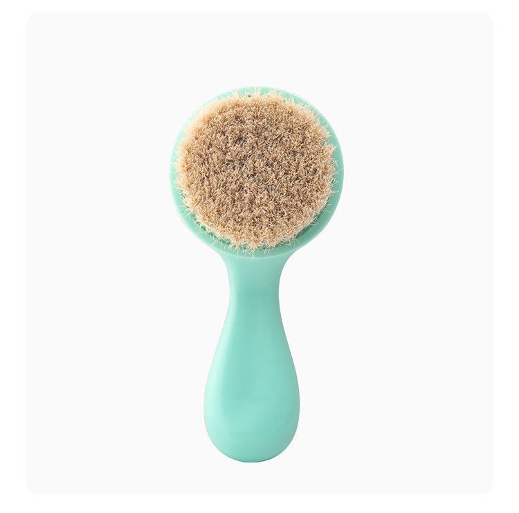 Natural Goat Hair Baby Hair Brush, Soft Bristles Newborn Cradle Cap Brush, Gentle Infant Scalp Massager, BPA-Free Baby Grooming Tool, Mint Green