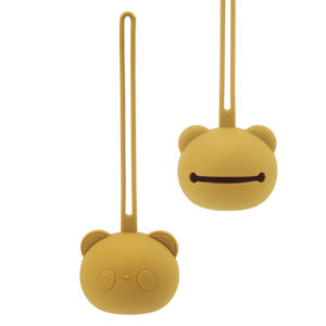 Silicone Pacifier Case Holder, Cute Bear Shaped Pacifier Storage Bag for Diaper Bags & Strollers, BPA-Free Food Grade Silicone Soother Pod, Travel-Friendly Pacifier Accessory (Sand/Beige)
