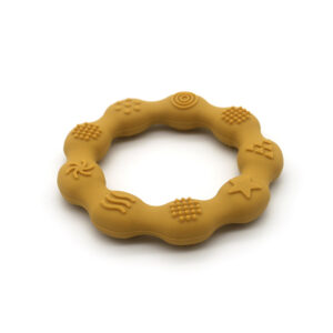 Multi-Textured Silicone Teething Ring, Soft BPA-Free Baby Teether Toy for Sensory Development, Easy-Grip Gum Soother for Infants & Toddlers, Earth-Toned Teething Relief Toy