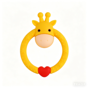 Giraffe Silicone Teething Ring for Babies, BPA-Free Infant Teether Toy, Soft Chew Toy for Teething Relief, Baby Shower Gift for 0-6, 6-12 Months